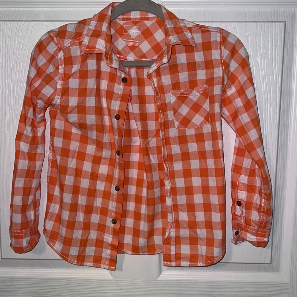 Like orange plaid kids shirt
